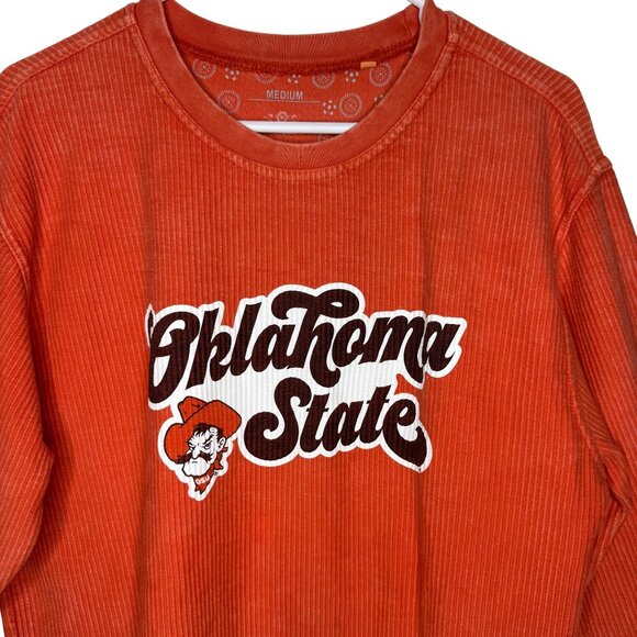 Three Square Oklahoma State Cowboys Acid Wash Orange Pullover Unisex size M - Picture 2 of 10